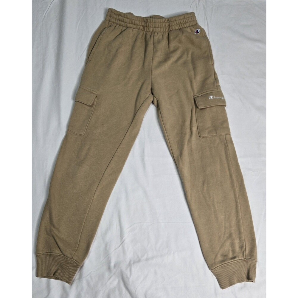 Champion Sweatpants Boys M 10/12 Tan Fleece Cargo Jogger Pull On Pants